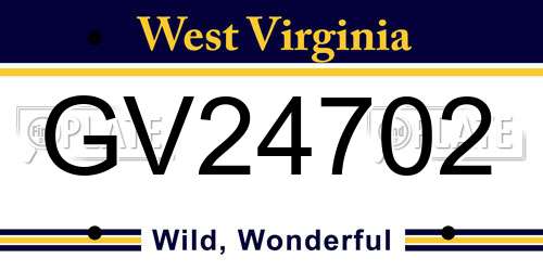 GV24702 West Virginia License Plate