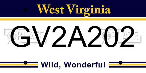 GV2A202 West Virginia License Plate