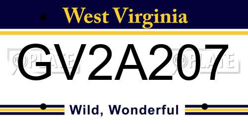GV2A207 West Virginia License Plate