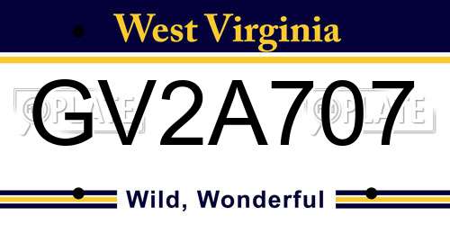 GV2A707 West Virginia License Plate