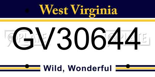 GV30644 West Virginia License Plate