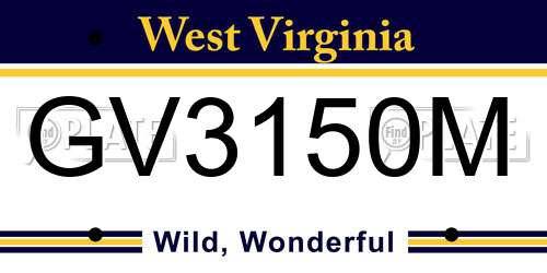 GV3150M West Virginia License Plate