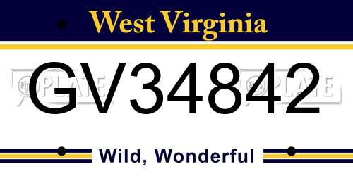 GV34842 West Virginia License Plate