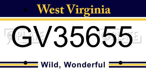 GV35655 West Virginia License Plate