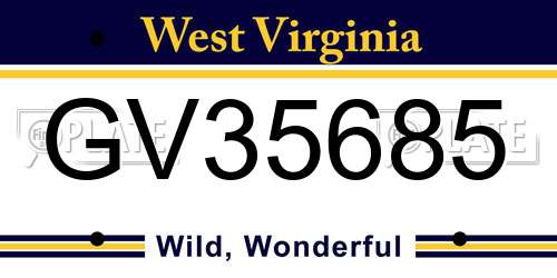 GV35685 West Virginia License Plate
