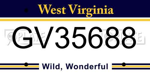 GV35688 West Virginia License Plate