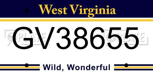 GV38655 West Virginia License Plate