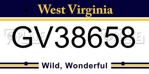 GV38658 West Virginia License Plate