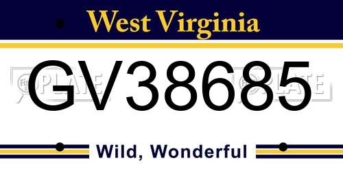 GV38685 West Virginia License Plate