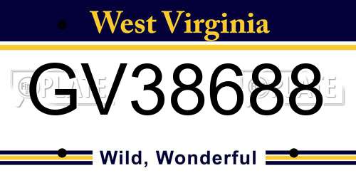 GV38688 West Virginia License Plate