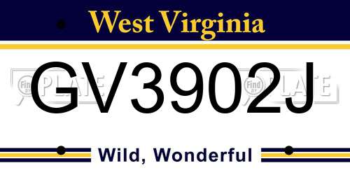 GV3902J West Virginia License Plate