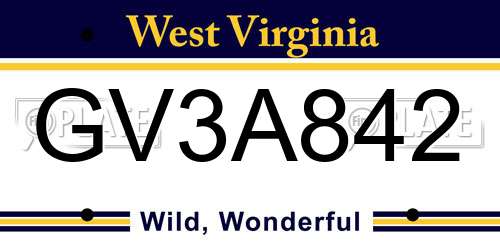 GV3A842 West Virginia License Plate