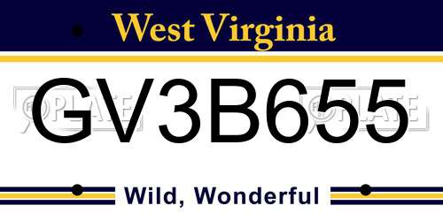GV3B655 West Virginia License Plate