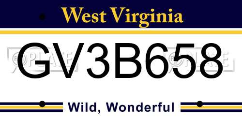 GV3B658 West Virginia License Plate