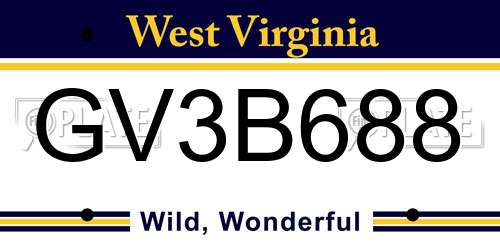 GV3B688 West Virginia License Plate