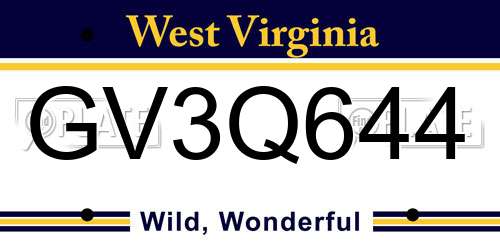 GV3Q644 West Virginia License Plate