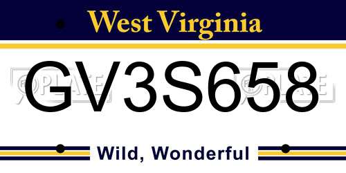 GV3S658 West Virginia License Plate