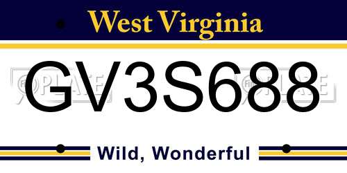 GV3S688 West Virginia License Plate