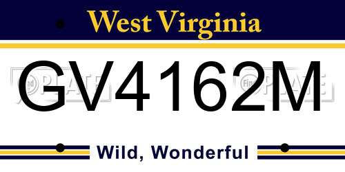 GV4162M West Virginia License Plate