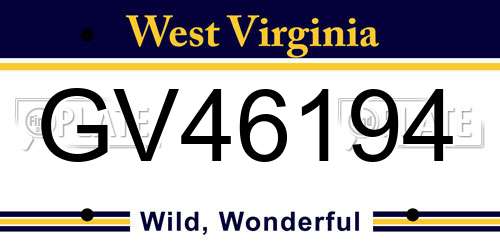 GV46194 West Virginia License Plate