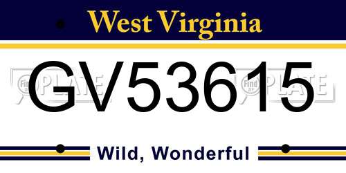 GV53615 West Virginia License Plate