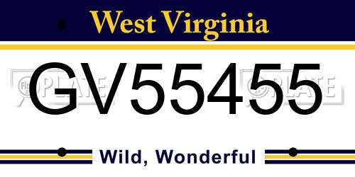 GV55455 West Virginia License Plate