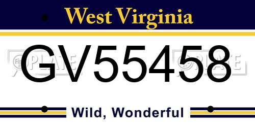 GV55458 West Virginia License Plate