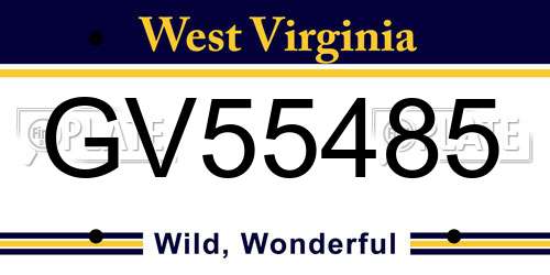 GV55485 West Virginia License Plate