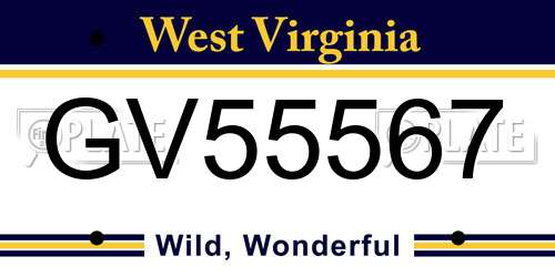 GV55567 West Virginia License Plate