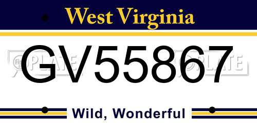 GV55867 West Virginia License Plate