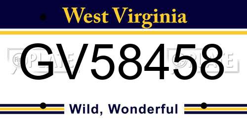 GV58458 West Virginia License Plate