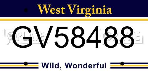 GV58488 West Virginia License Plate