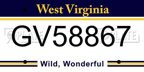 GV58867 West Virginia License Plate