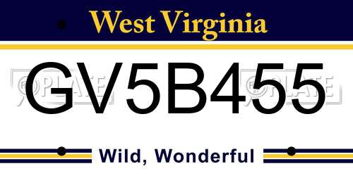 GV5B455 West Virginia License Plate