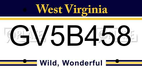 GV5B458 West Virginia License Plate