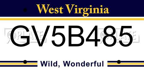 GV5B485 West Virginia License Plate