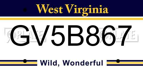 GV5B867 West Virginia License Plate
