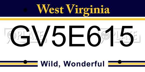 GV5E615 West Virginia License Plate