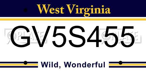 GV5S455 West Virginia License Plate