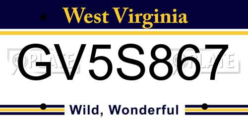 GV5S867 West Virginia License Plate