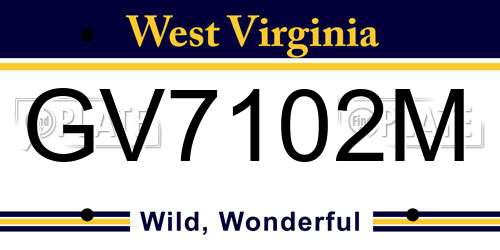 GV7102M West Virginia License Plate