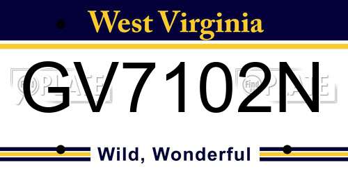 GV7102N West Virginia License Plate