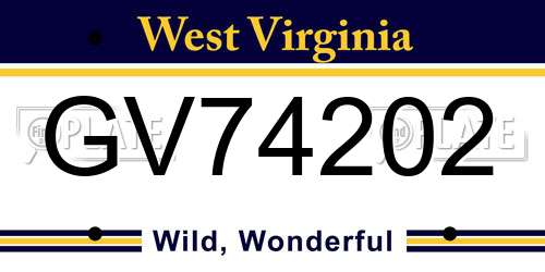 GV74202 West Virginia License Plate