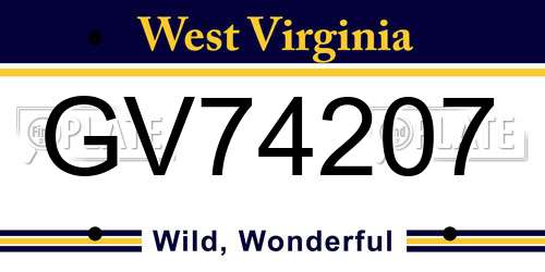 GV74207 West Virginia License Plate
