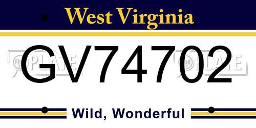 GV74702 West Virginia License Plate