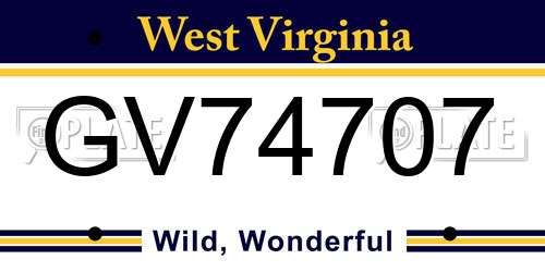GV74707 West Virginia License Plate