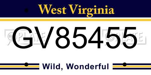 GV85455 West Virginia License Plate