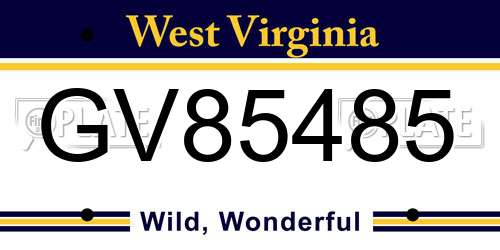 GV85485 West Virginia License Plate