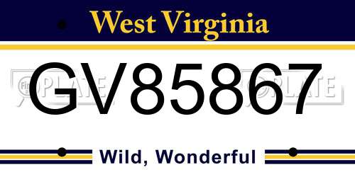 GV85867 West Virginia License Plate
