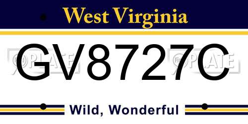 GV8727C West Virginia License Plate